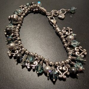 Brighton Elegant Silver and Black Beaded Bracelet